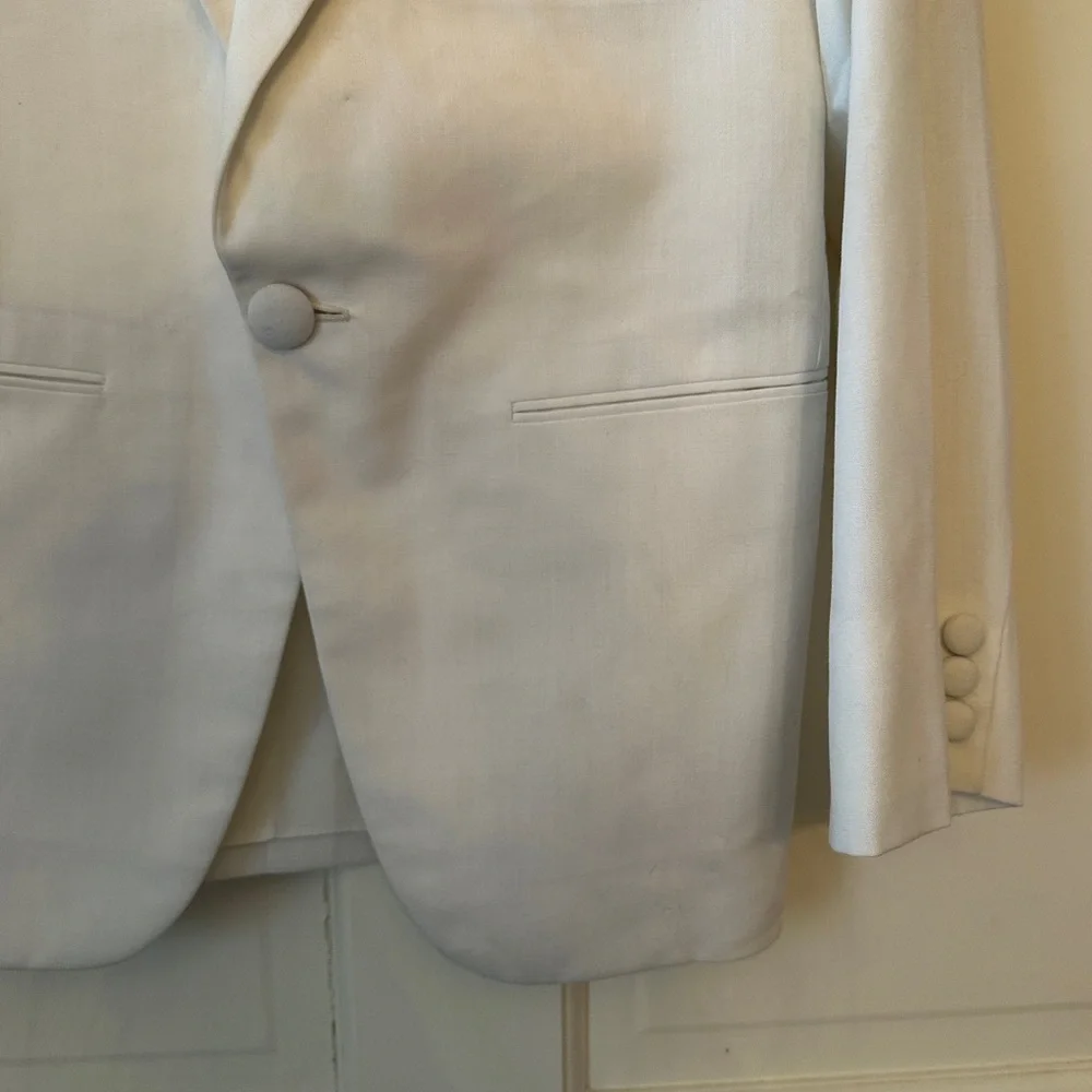 Elegant Vintage White tailored fit linen blazer - Picture 3 of 6